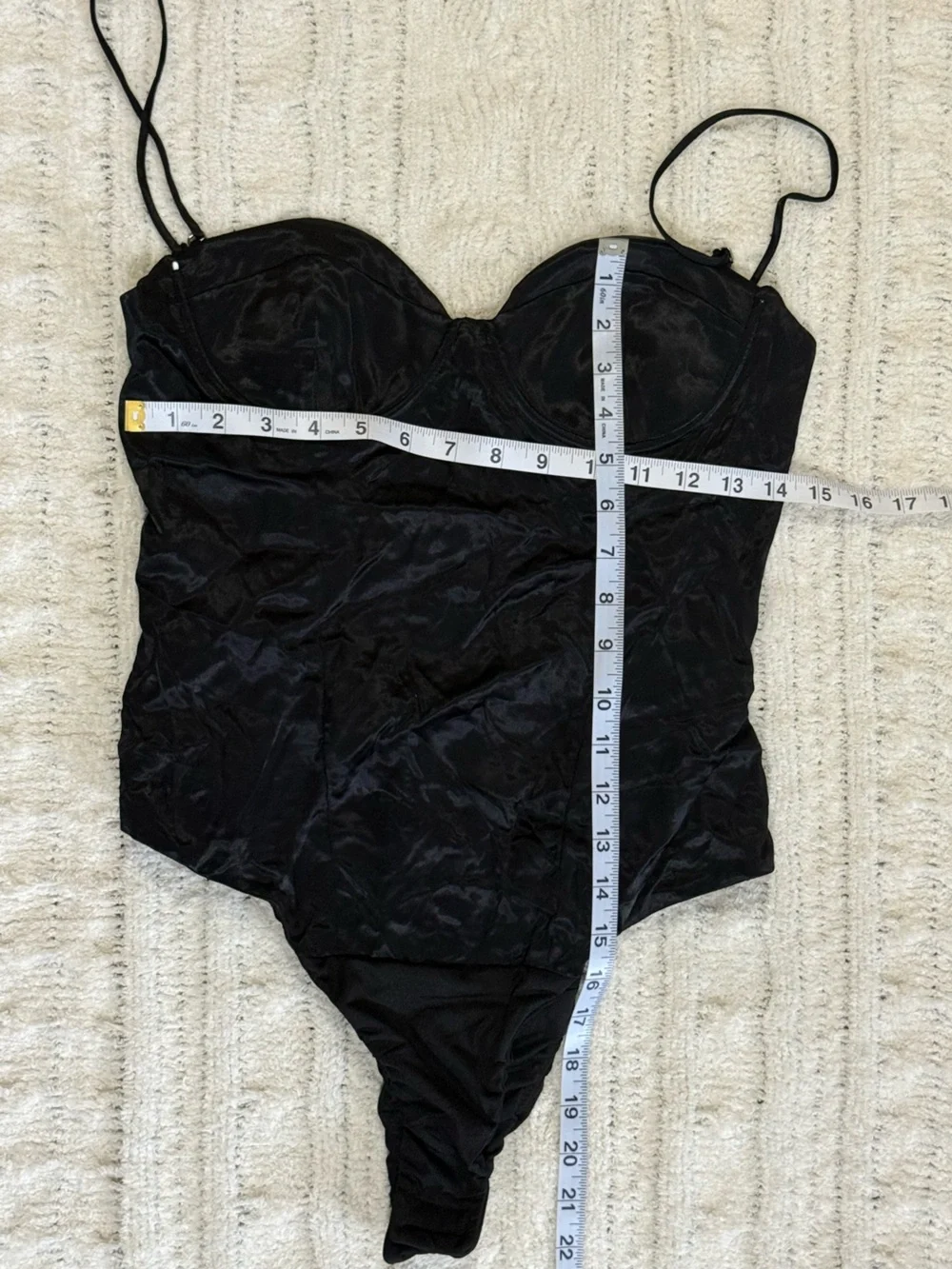 Zara Satin Bustier Bodysuit Black Corset Underwire Strappy Size Medium